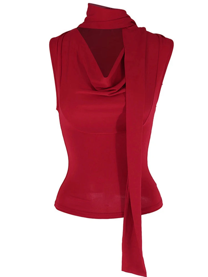 Solid Tank Summer New Women Sexy Sleeveless V-Neck Lady Top Fashion Bandage Streetwear Casual Slim Tank Elegant Knitted Clothing