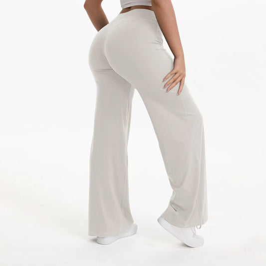 Softmotion Straight Leg Bottoms Women'S Mid-Waist Yoga Pants GYM Leggings Naked Feel Pilates Running Sports Trousers